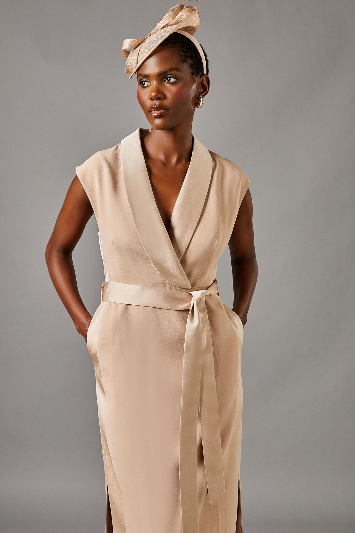 Coast Tux Satin Dress Champagne image 2