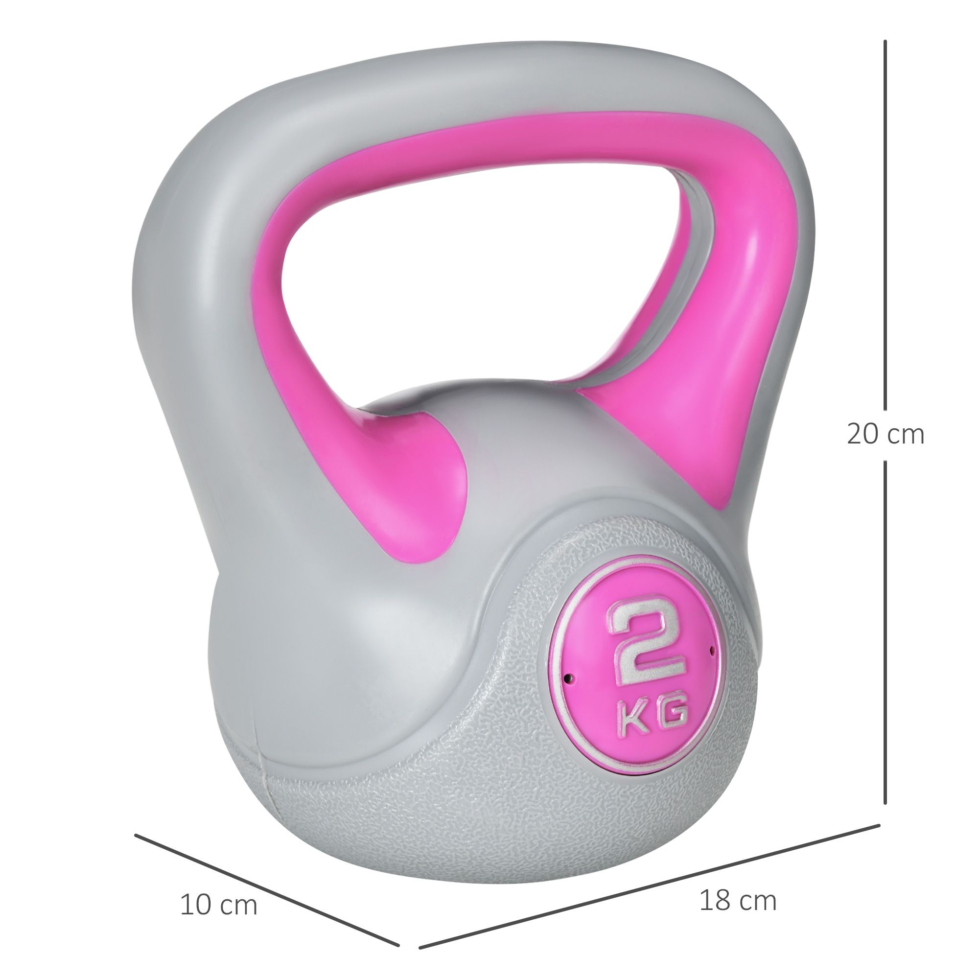 SPORTNOW 2kg Kettle Bell with Handle for Home Gym, Pink and Grey image 3
