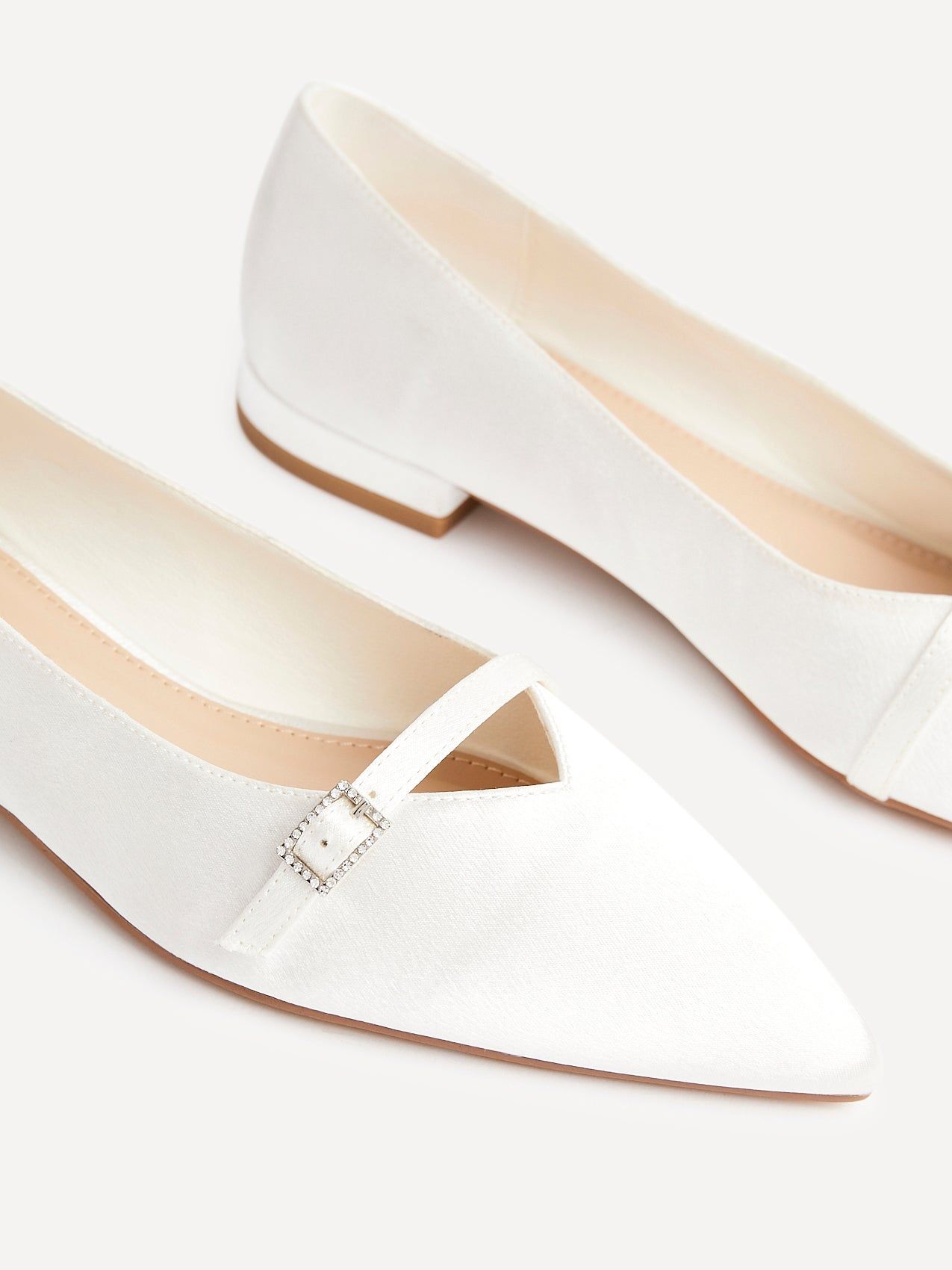 Linzi Engaged Bridal Ivory Satin Ballet Flats image 4