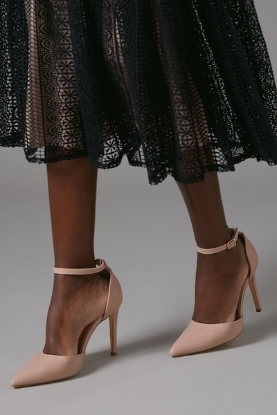 Coast Nautila Faux Leather High Heel Stiletto Open Pointed Court Shoes Blush