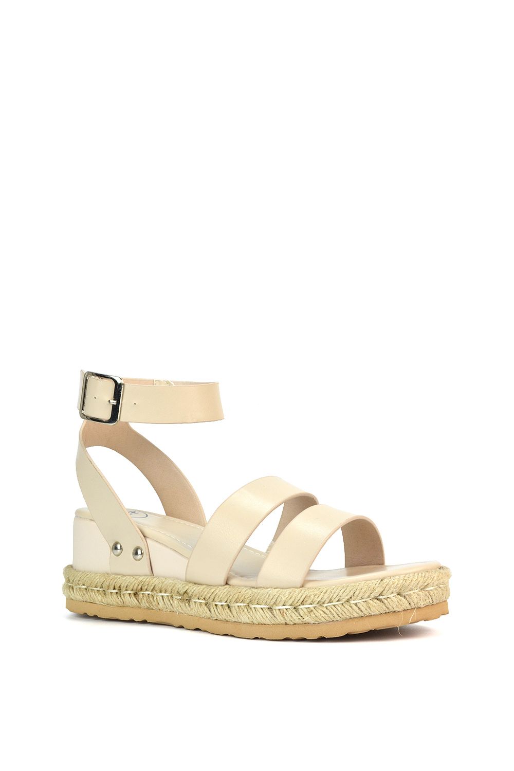 XY London 'Brook' Espadrille Platform Wedge Low Heel Sandal Shoes With Ankle Strap image 2