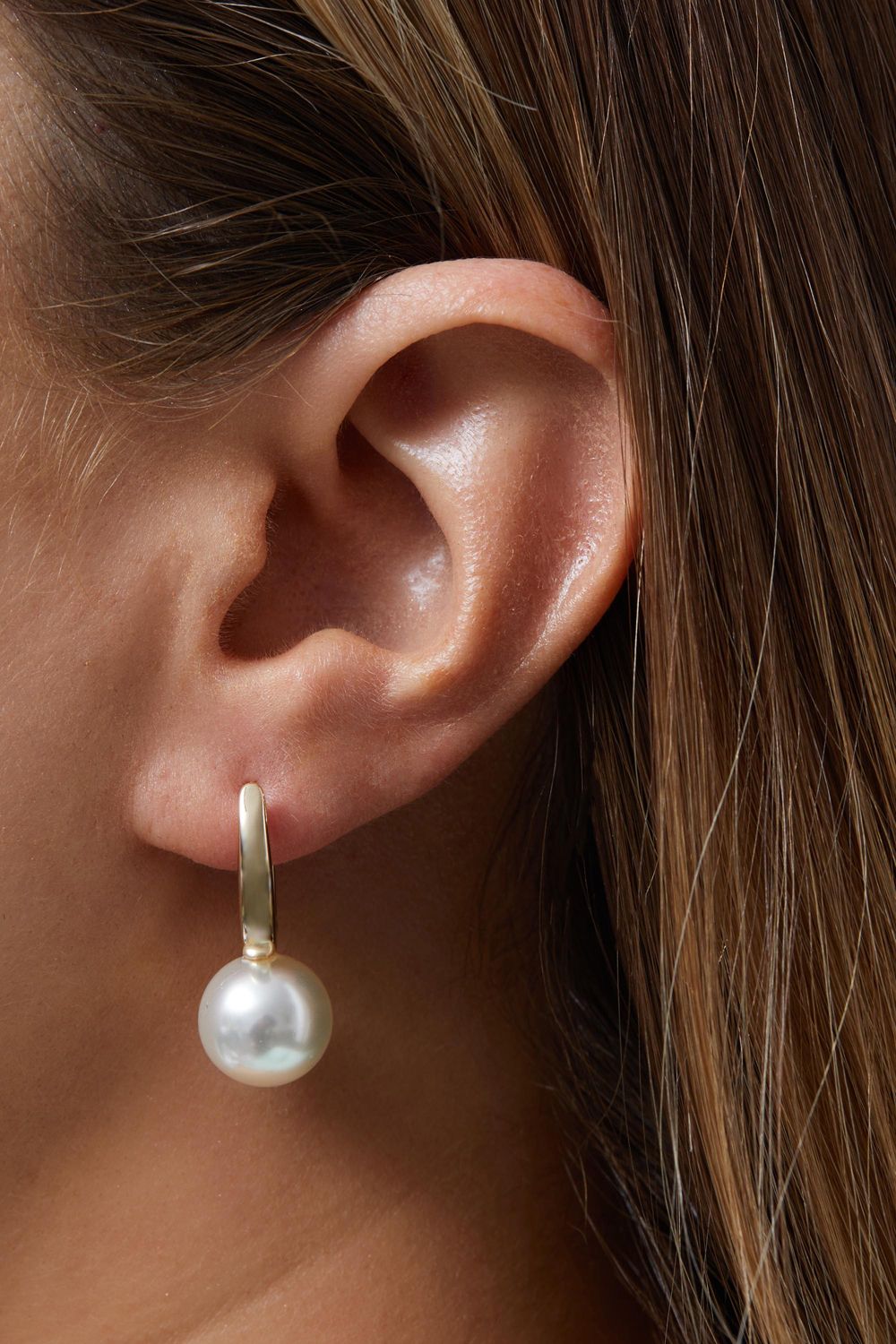 Jon Richard Gold Plated Pearl Drop Hoop Earrings image 2