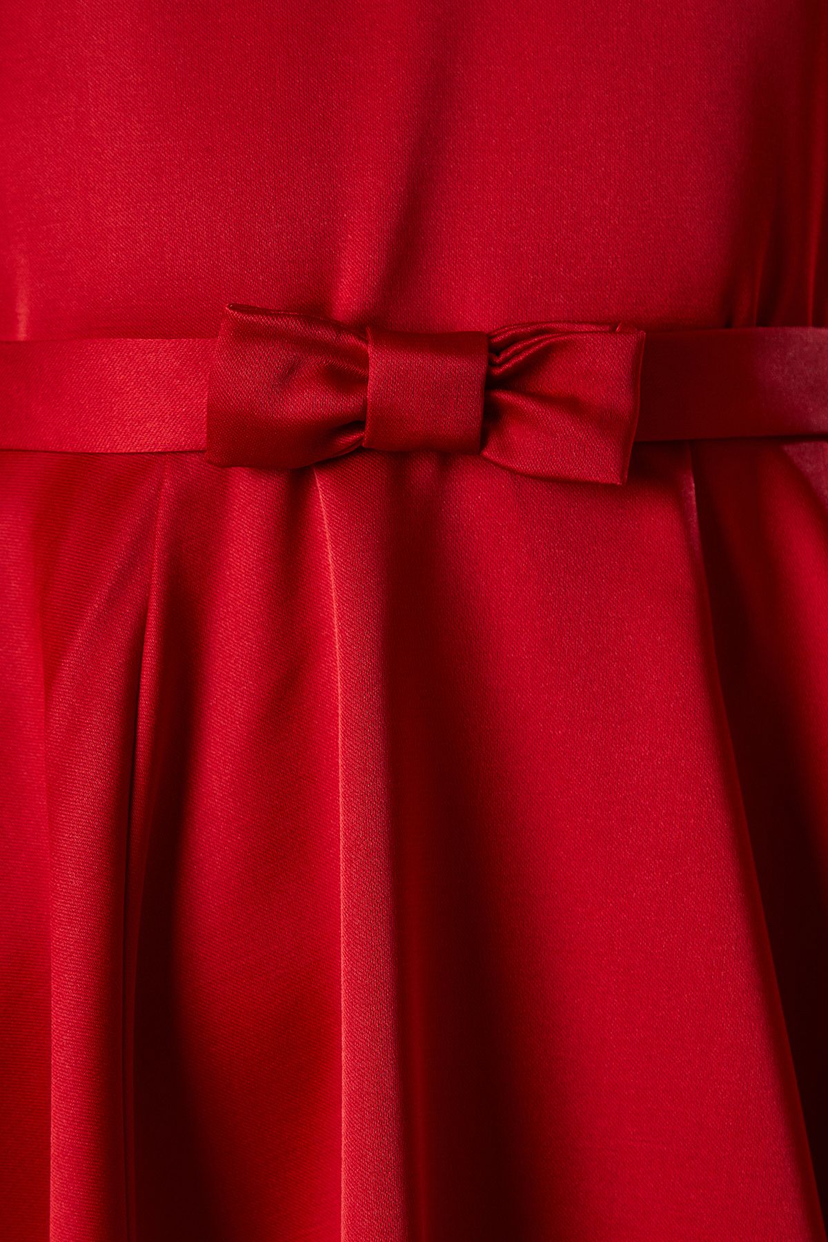 Coast Bow Trim V Neck Volume Skirt Midi Dress Red image 5