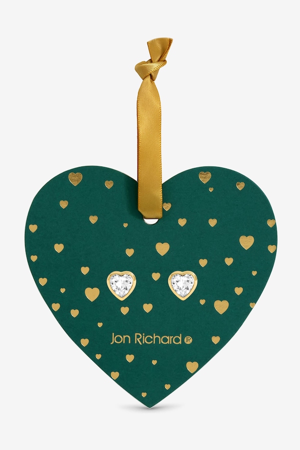 Jon Richard Gold Plated Cubic Zirconia 18K Crystal Heart studs - Hanging Heart