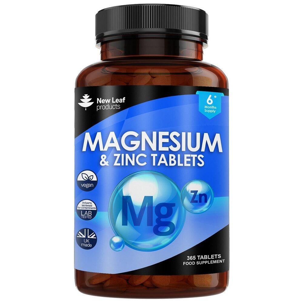 New leaf health Magnesium Supplements with Zinc 365 Tablets – Bones, Muscle image 1