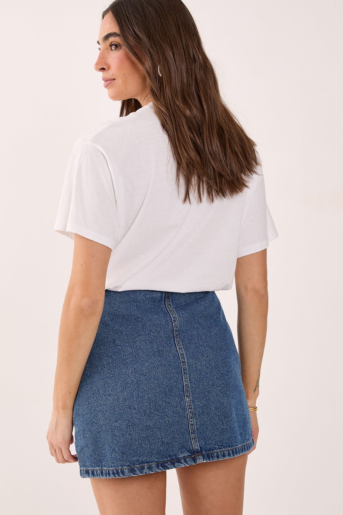 NastyGal Pocket Front Denim Mini Skirt Authentic Midwash image 3