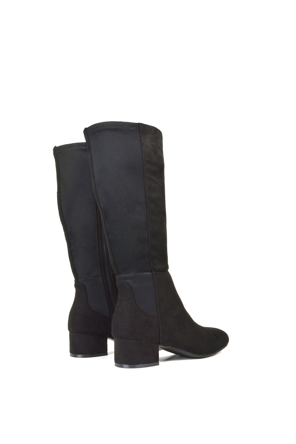 XY London 'Hannah' Low Block Heel Elasticated Calf Long Boots With Zip Fastening image 5