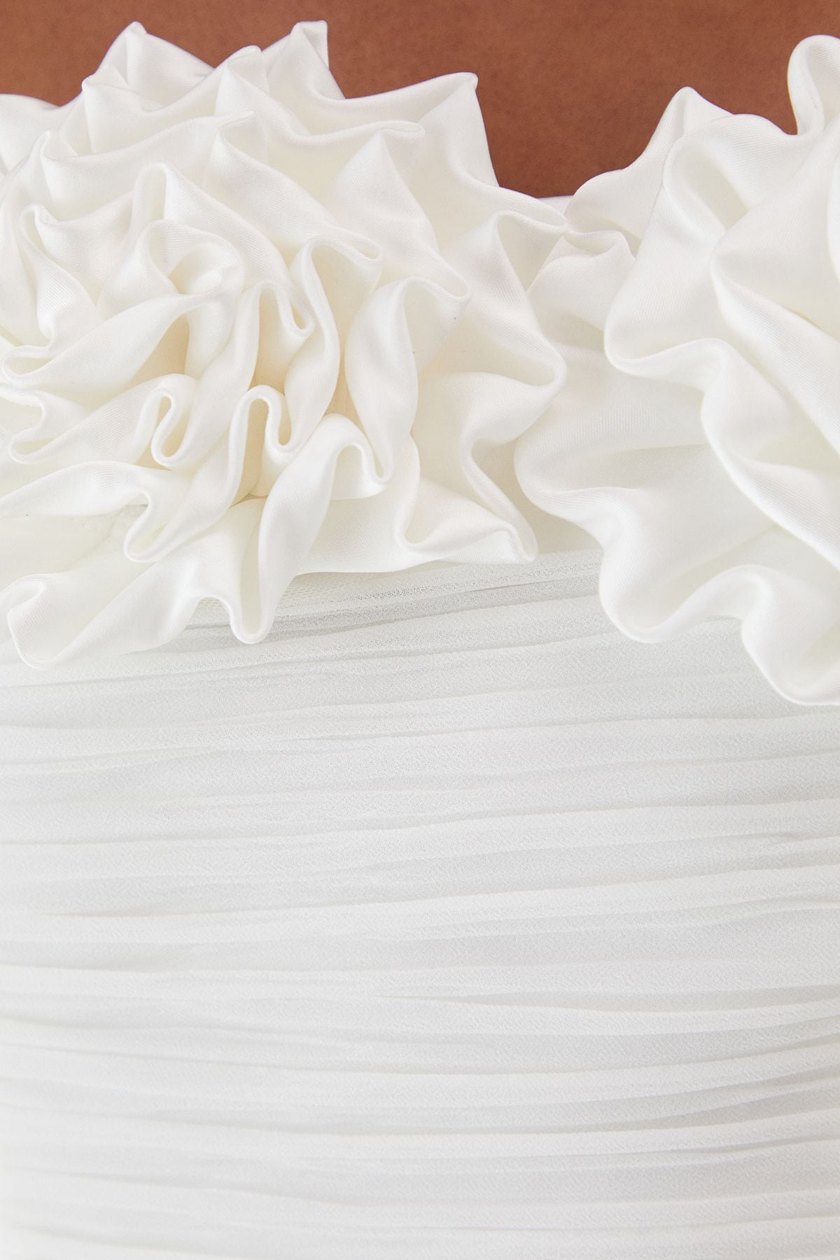 MissPap Premium Ruffle Floral Bardot Mini Dress White image 5