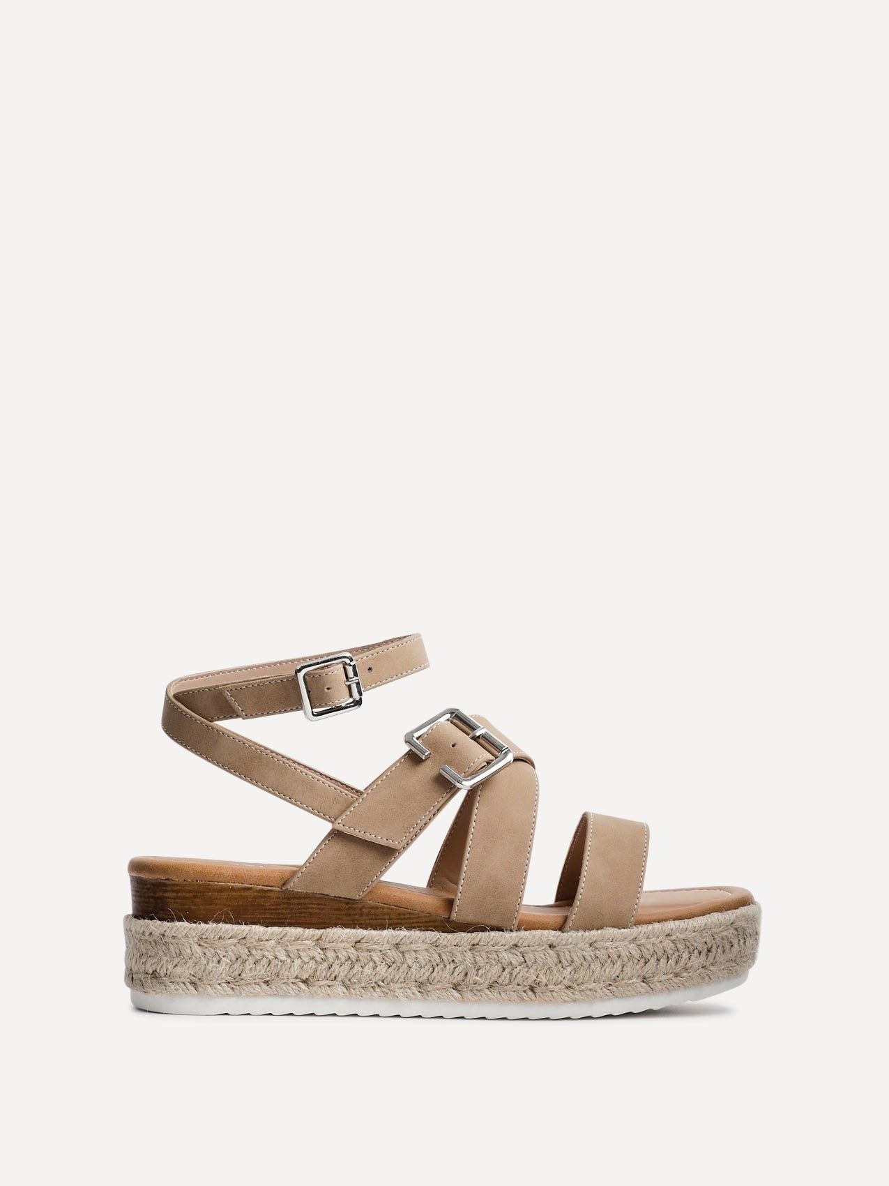 Linzi Autumn Beige Nubuck Strappy Flatform Sandal image 1
