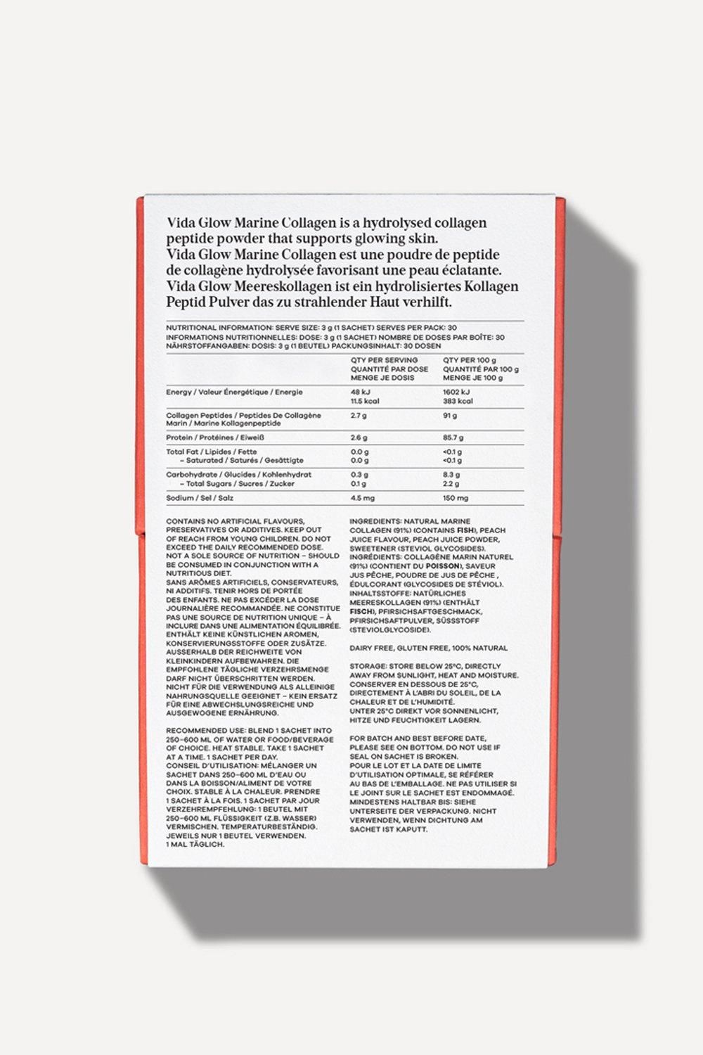 Vida Glow Natural Marine Collagen Sachets Peach Multi image 2