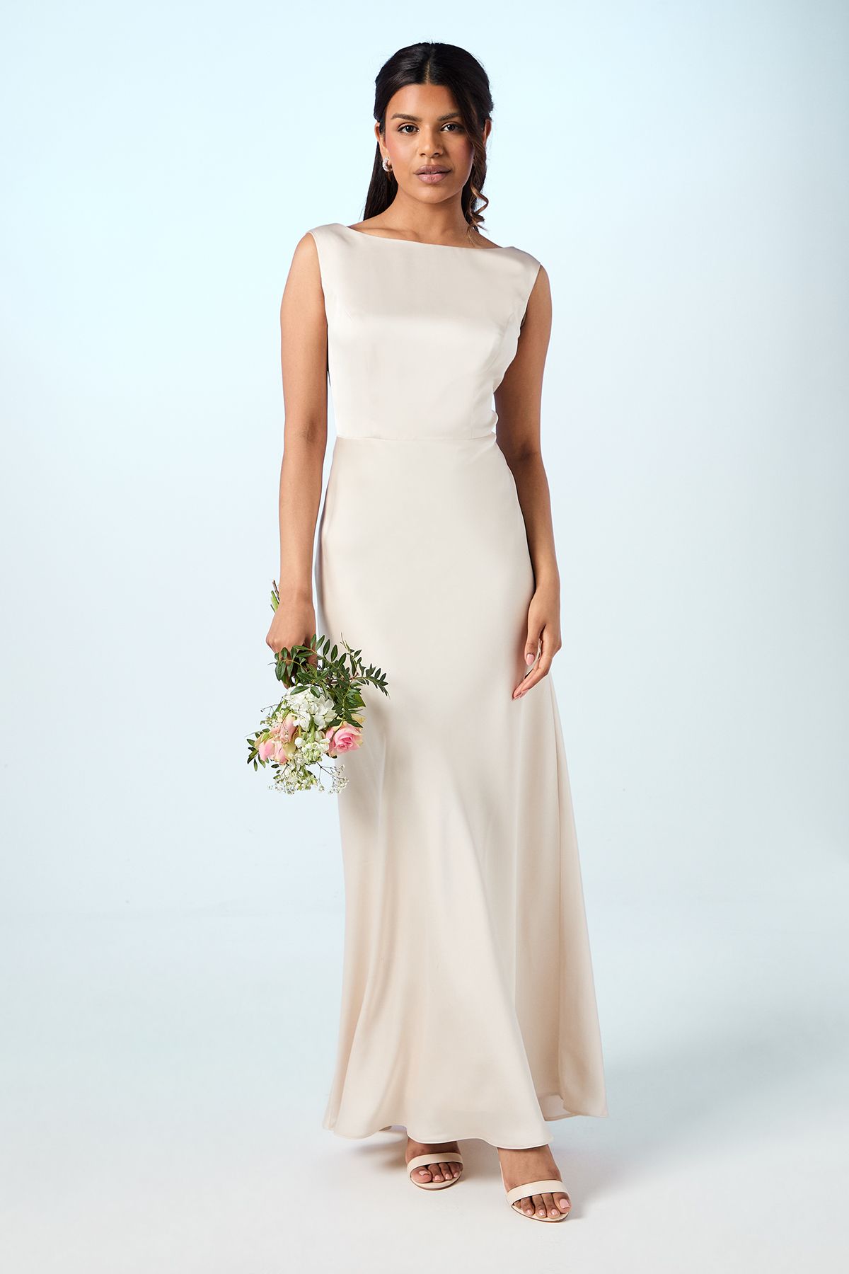 Coast Petite Sleeveless Satin Bridesmaid Dress Champagne image 1