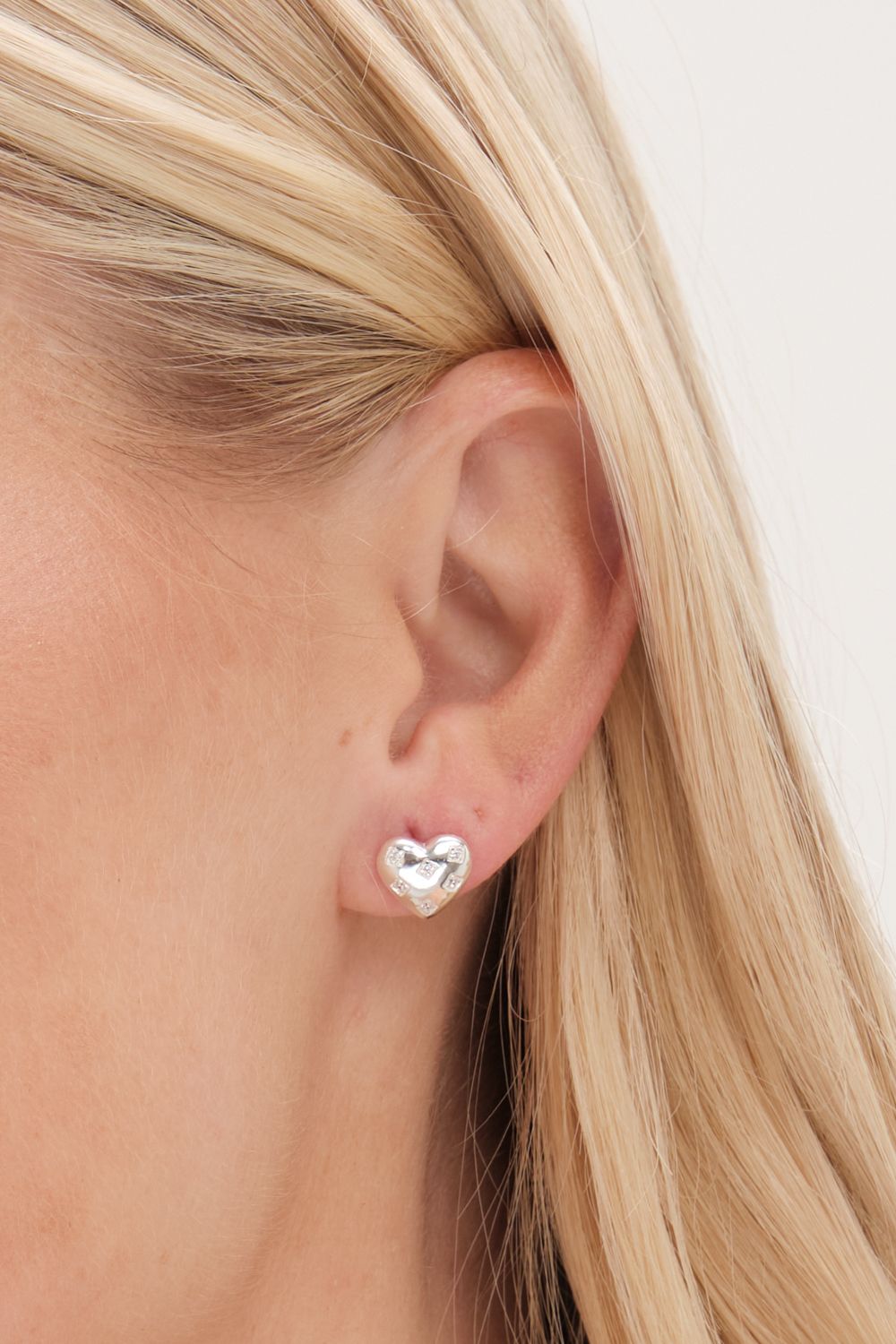 Simply Silver Sterling Silver 925 Cubic Zirconia Scattered Stone Heart Stud Earrings image 2