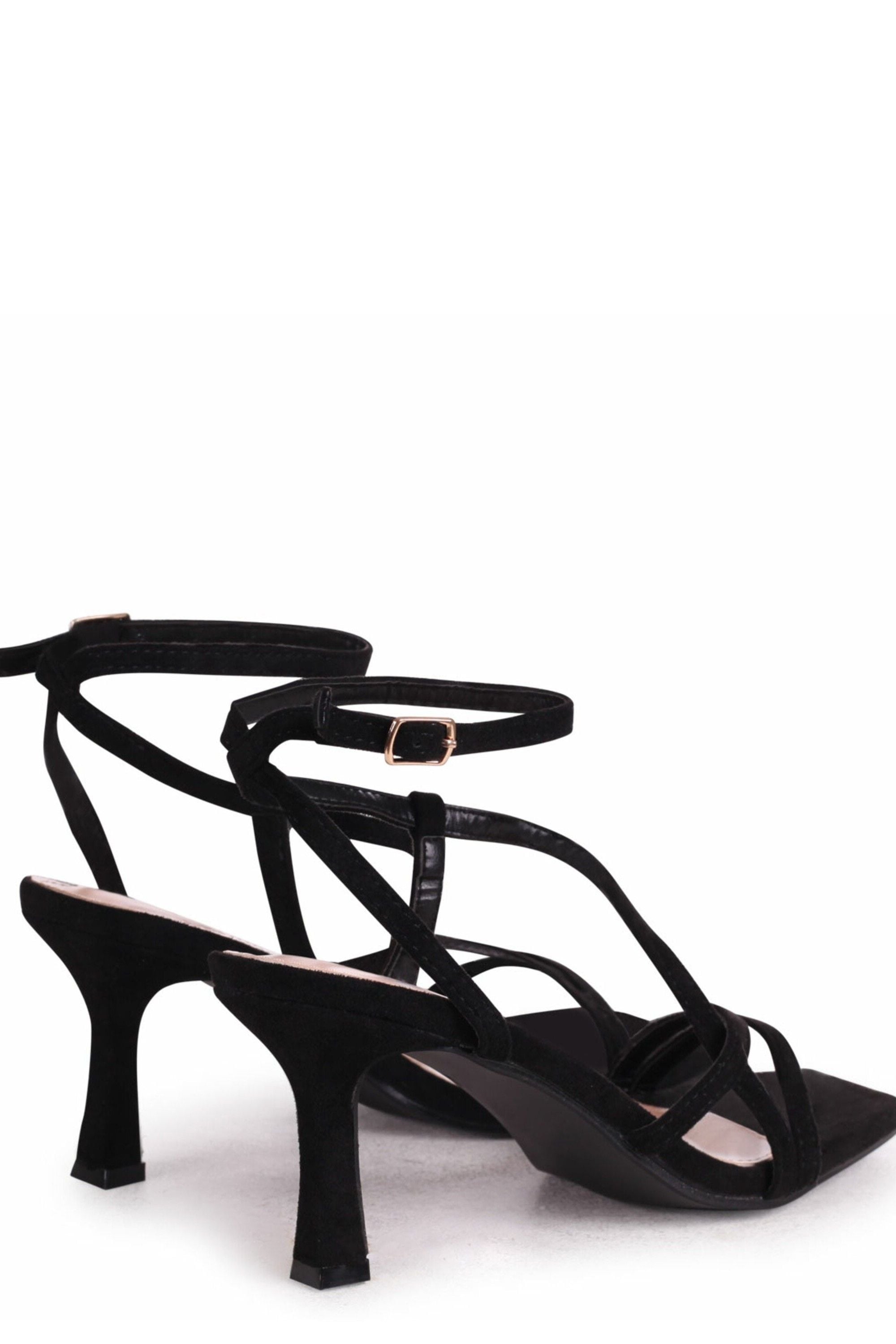 Linzi Ella Black Faux Suede Strappy Square Toe Heeled Sandal image 4