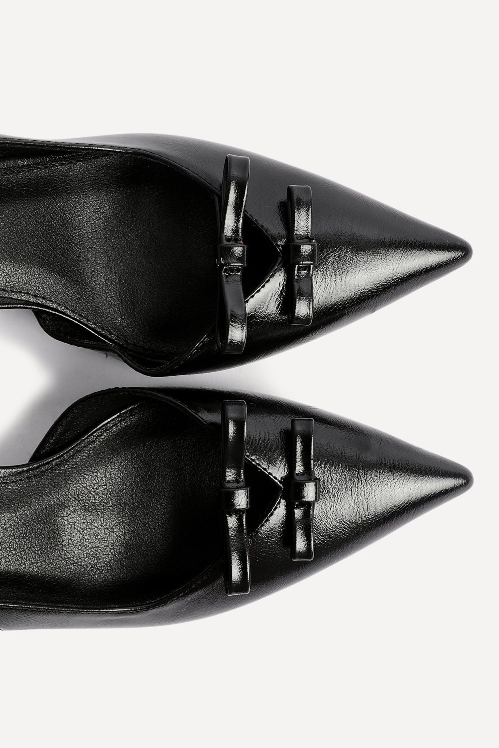 Linzi Aysha Black Faux Leather Court Heels image 5