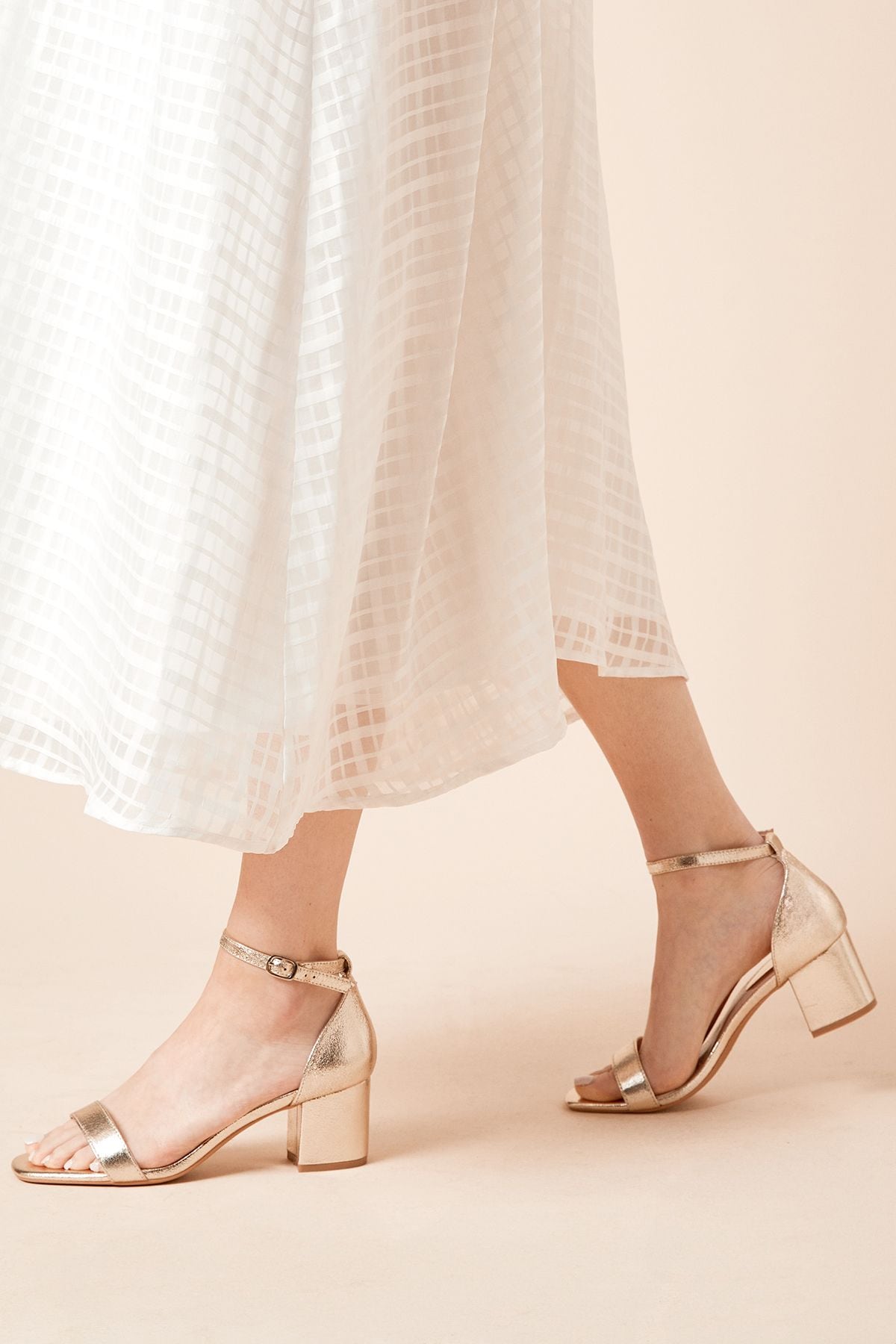 Dorothy Perkins Sammy Barely There Low Block Heel Sandals Gold image 3