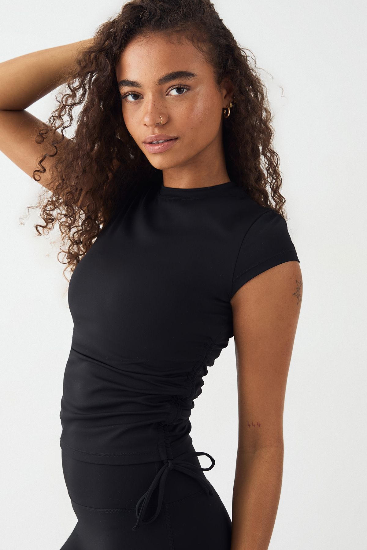 DSGN Studio DSGN Studio Ultra Sculpt Ruched Side Short Sleeve Top Black image 4