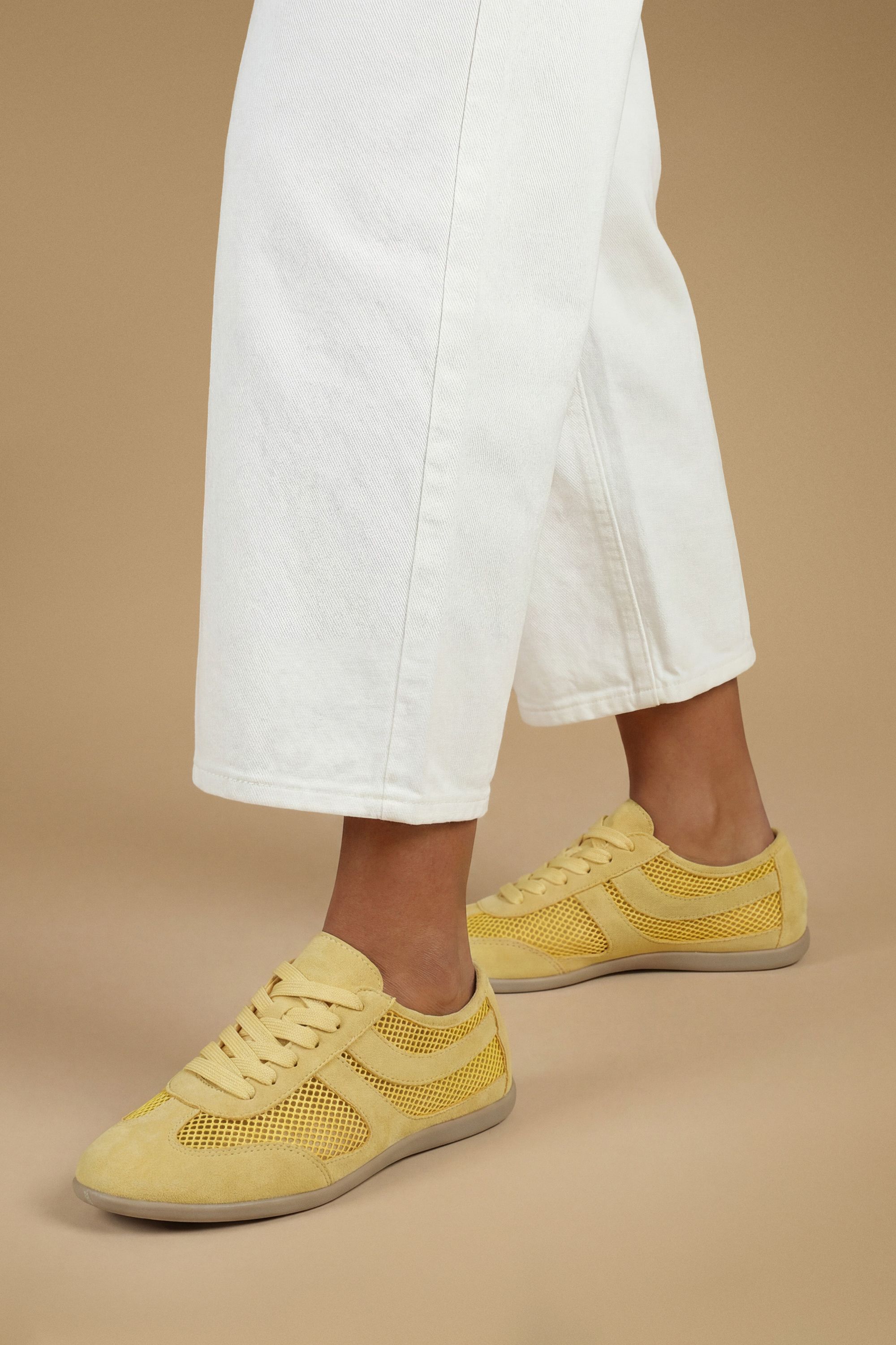 Oasis Lucy Mesh Lace Up Trainers Yellow