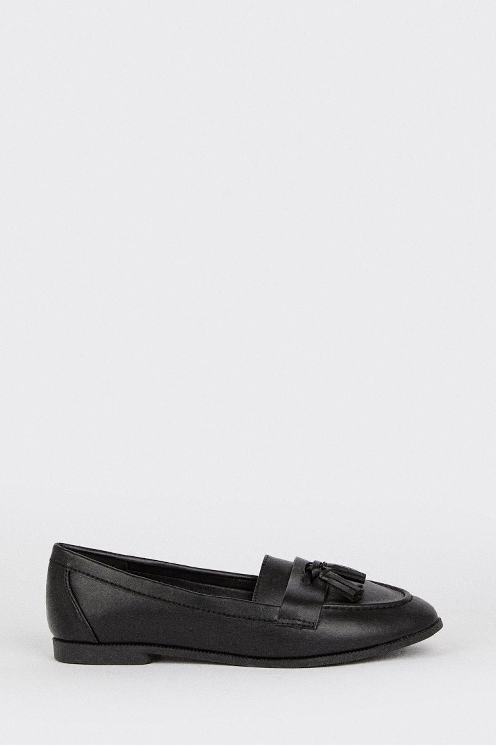 Dorothy Perkins Wide Fit Lennie Tassel Loafers Black image 2