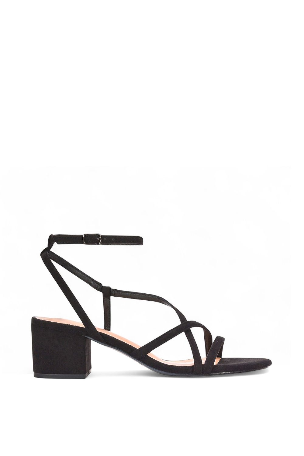 XY London 'Maria' Ankle Strap Low Block Heel Strappy Sandals