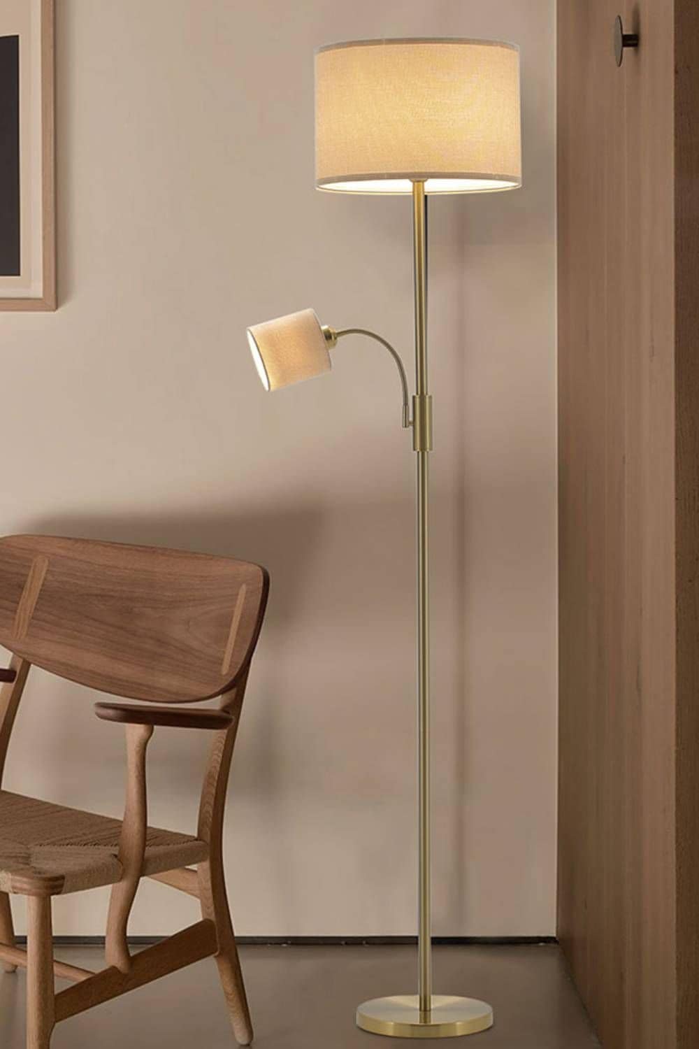Living and Home 2-Light Floor Standing Lamp with Adjustable Head image 1