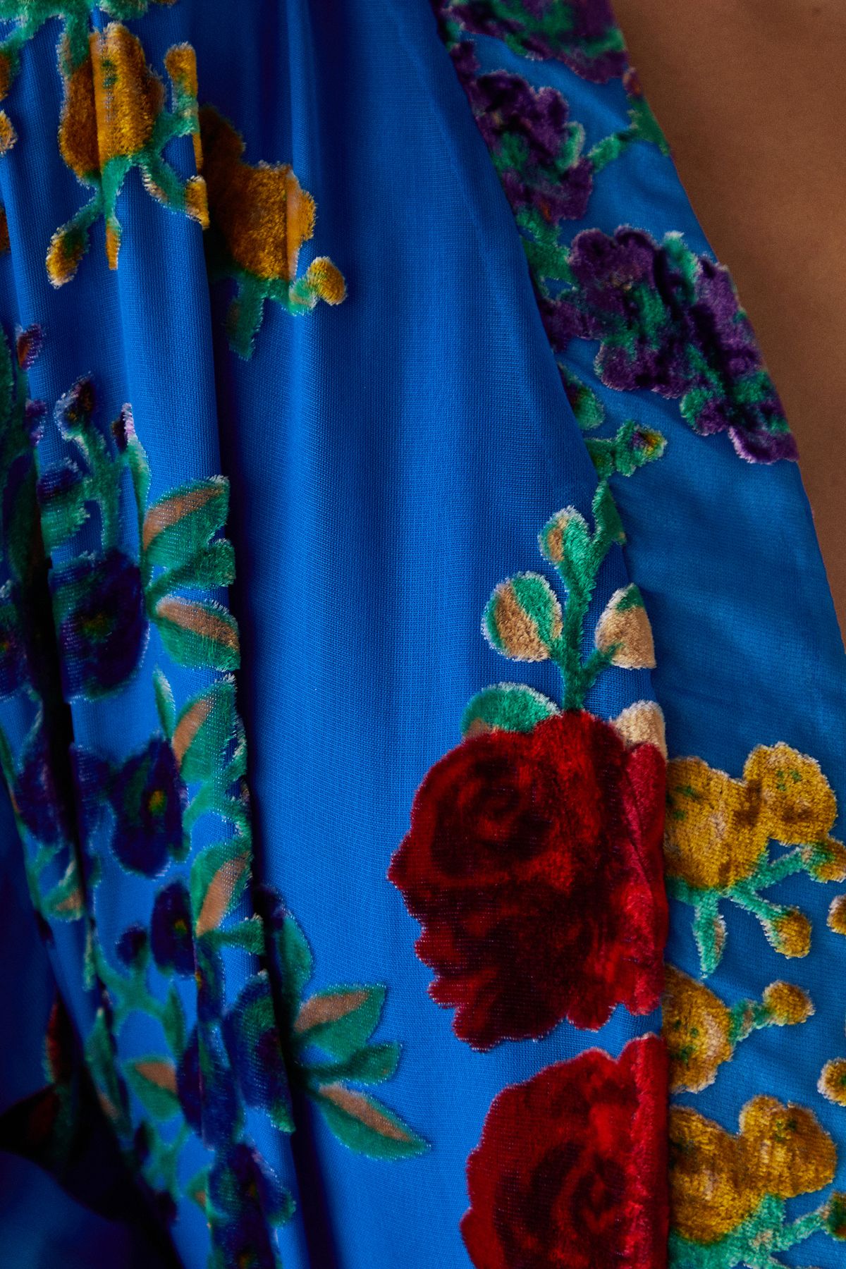 Warehouse Petite Premium Burnout Fringe Hem Midi Kimono Blue image 5