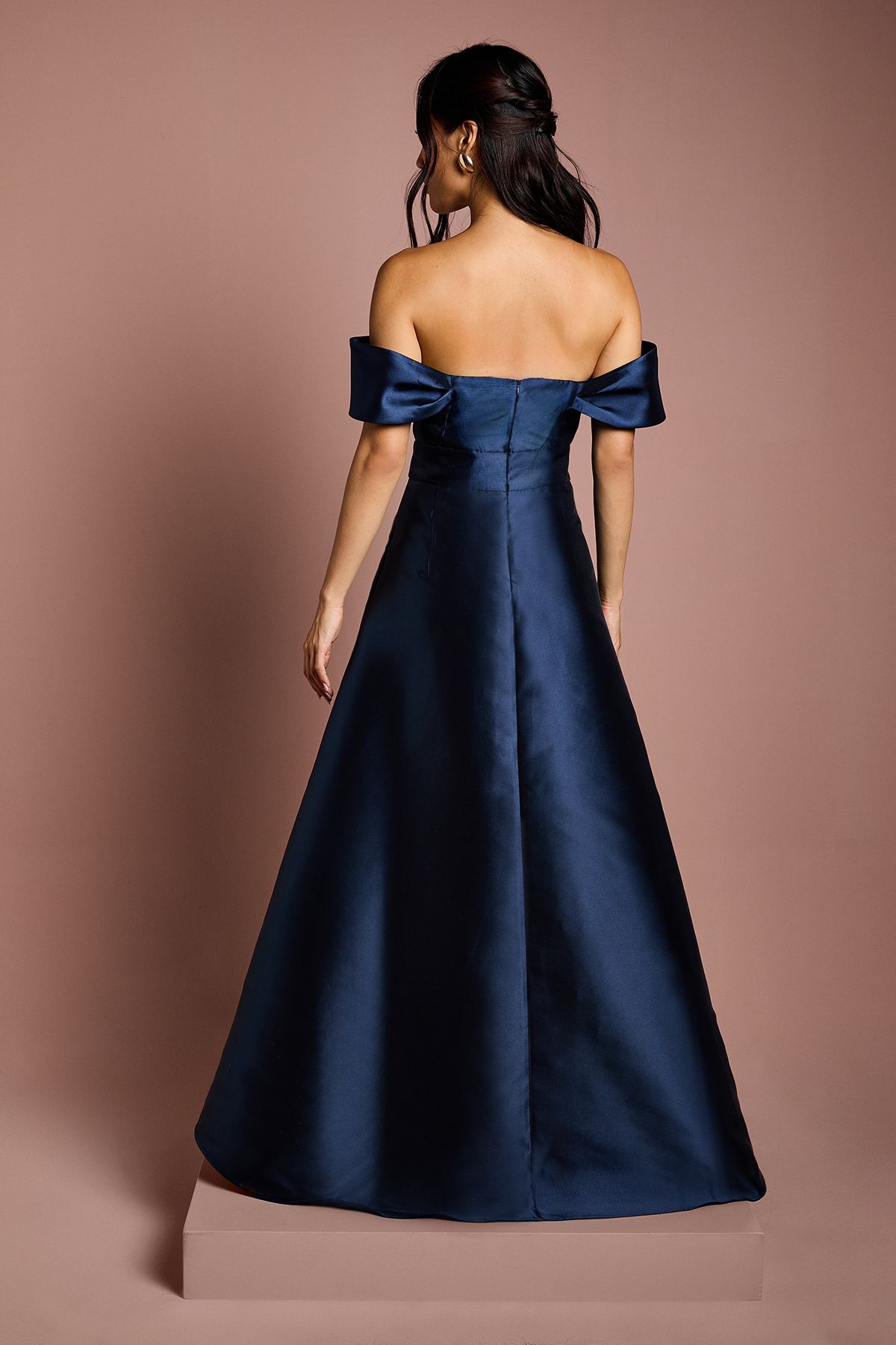 Coast Bardot Twill Waterfall Bridesmaid Dress Navy image 3