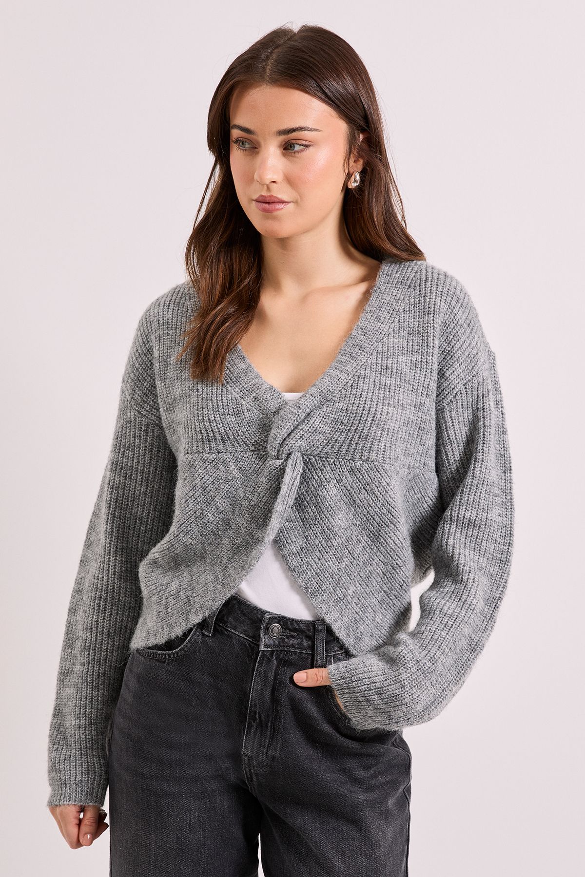 Dorothy Perkins Wrap Front Cardigan Grey Marl image 1