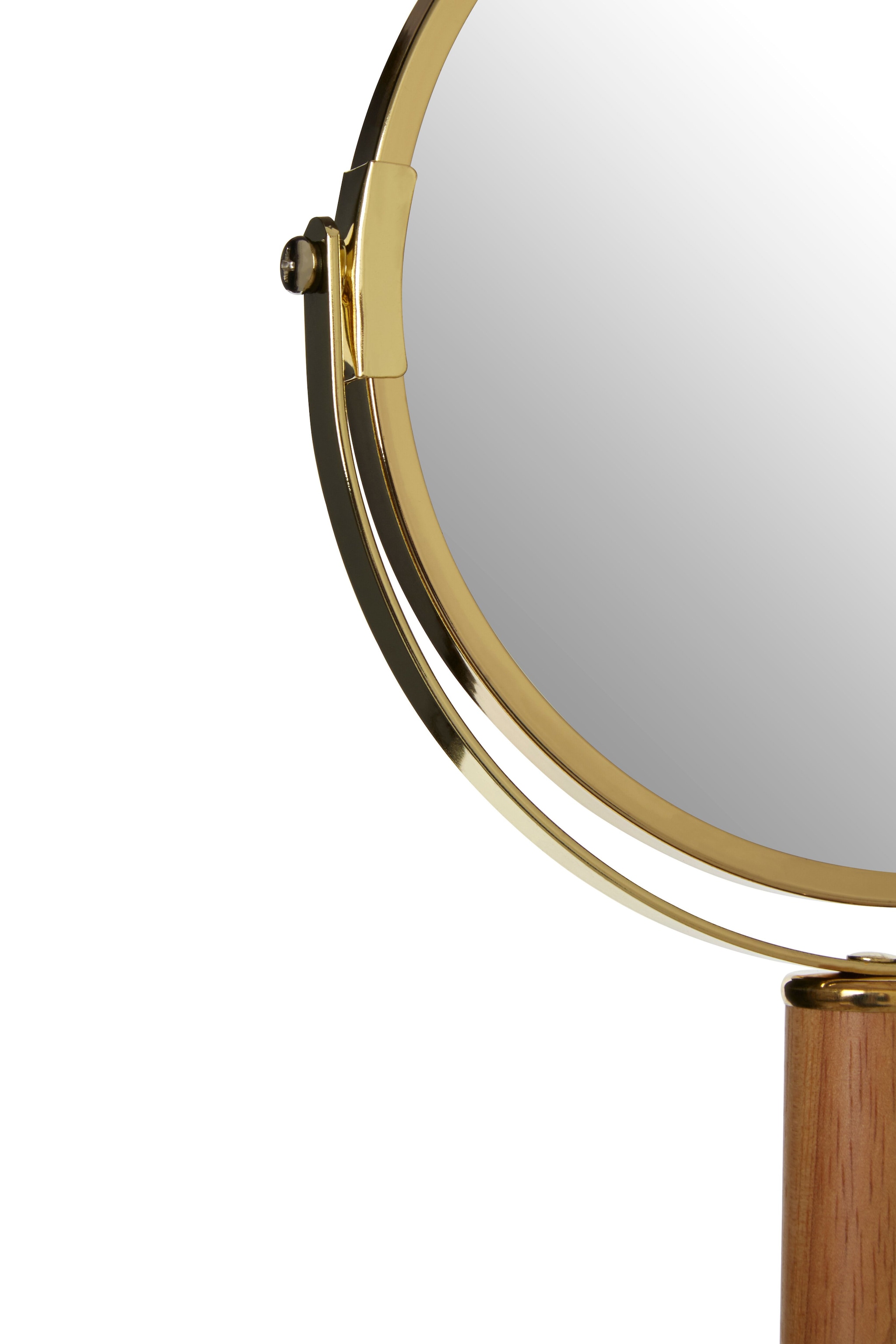 Orsina Iron and Rubberwood Table Mirror, Durable 33x15cm Swivel Vanity Mirror, Chrome Frame image 3