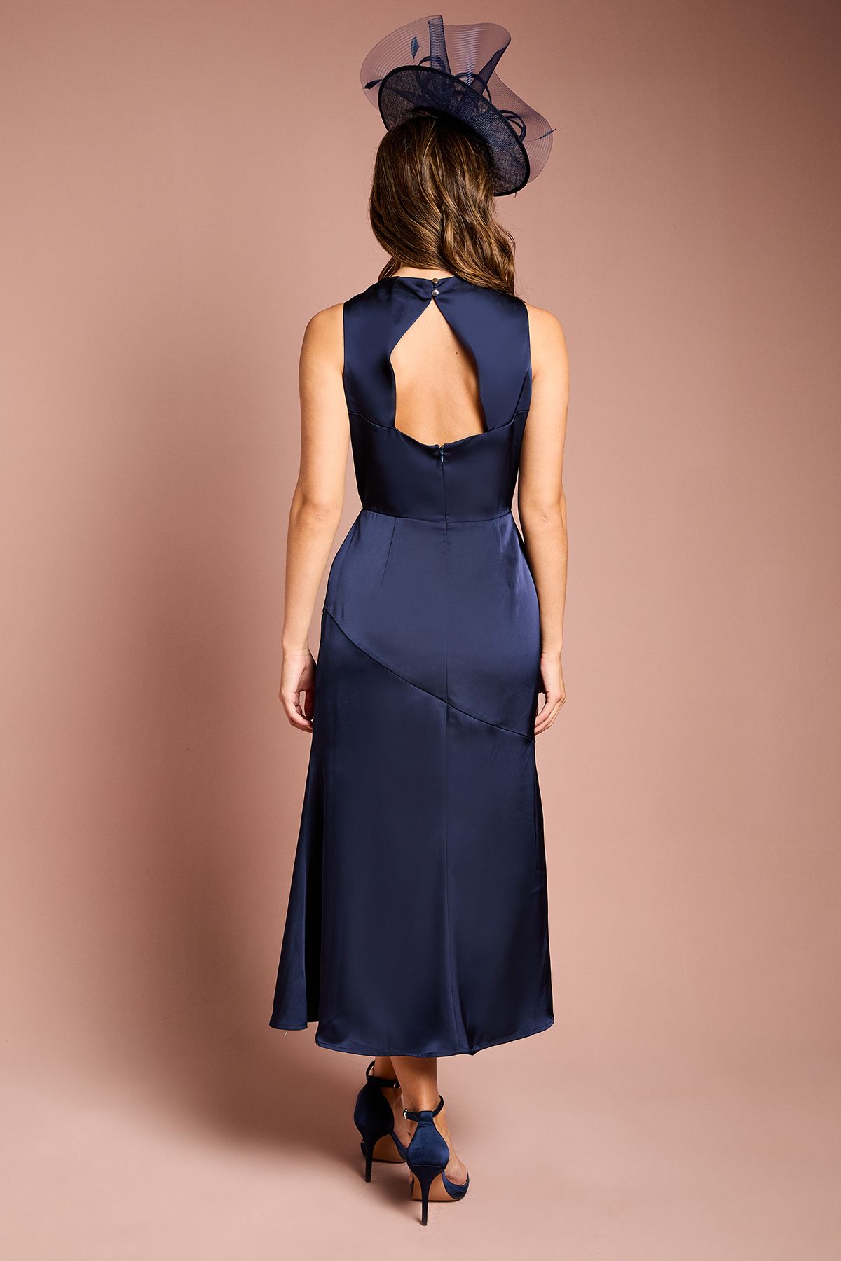 Coast Cowl Neck Sleeveless Satin Midi Dress Navy image 4