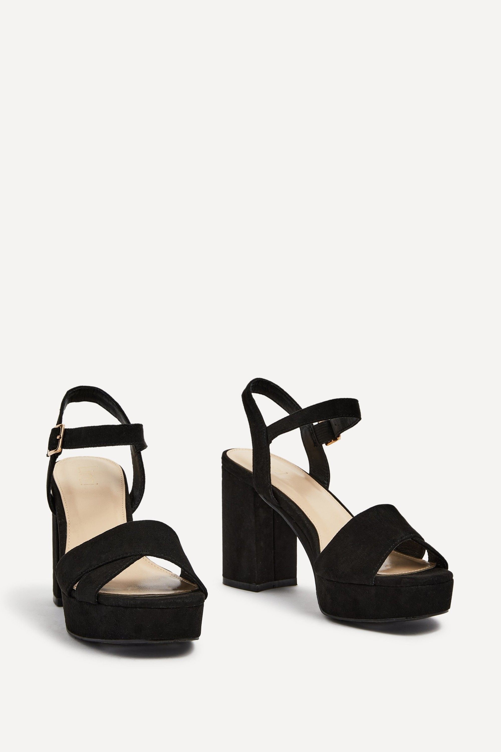 Linzi Verony Black Faux Suede Platform Block Heel image 3