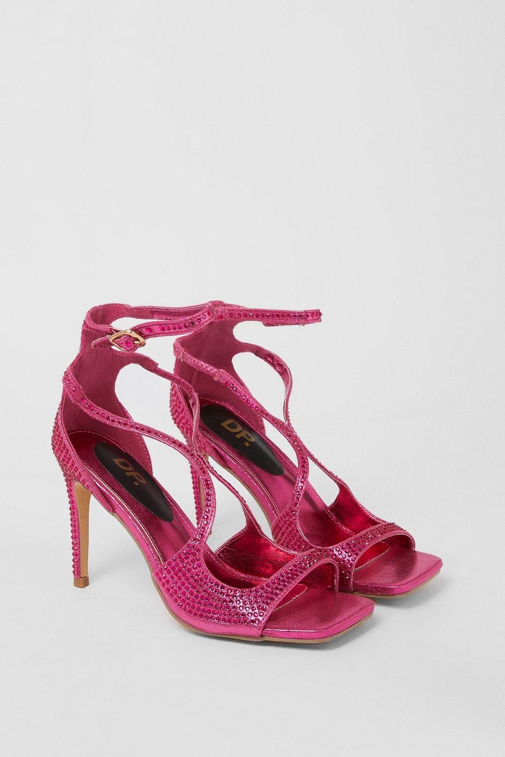 Dorothy Perkins Saphire Diamante Heel Sandals Pink image 3