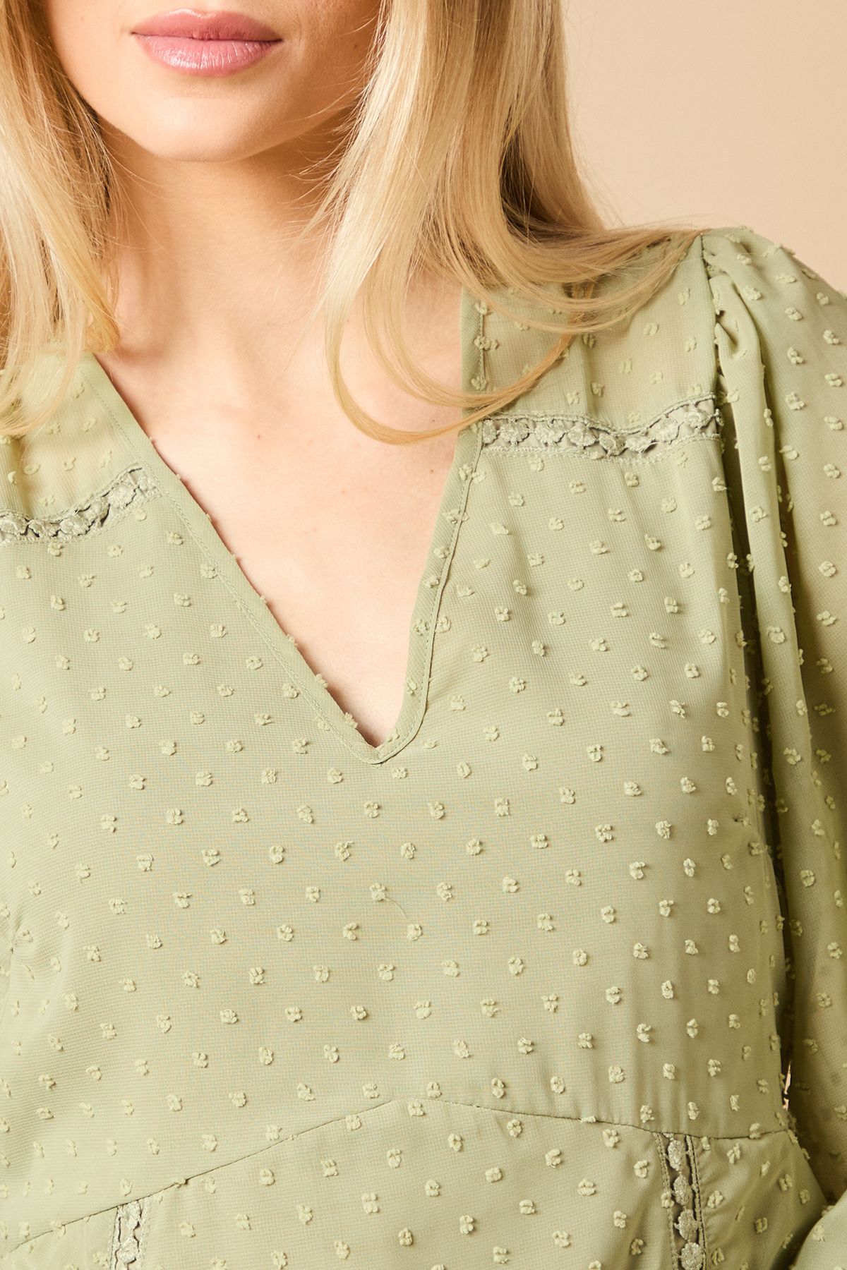 Oasis Trim Insert Detail Mini Dress Green image 5