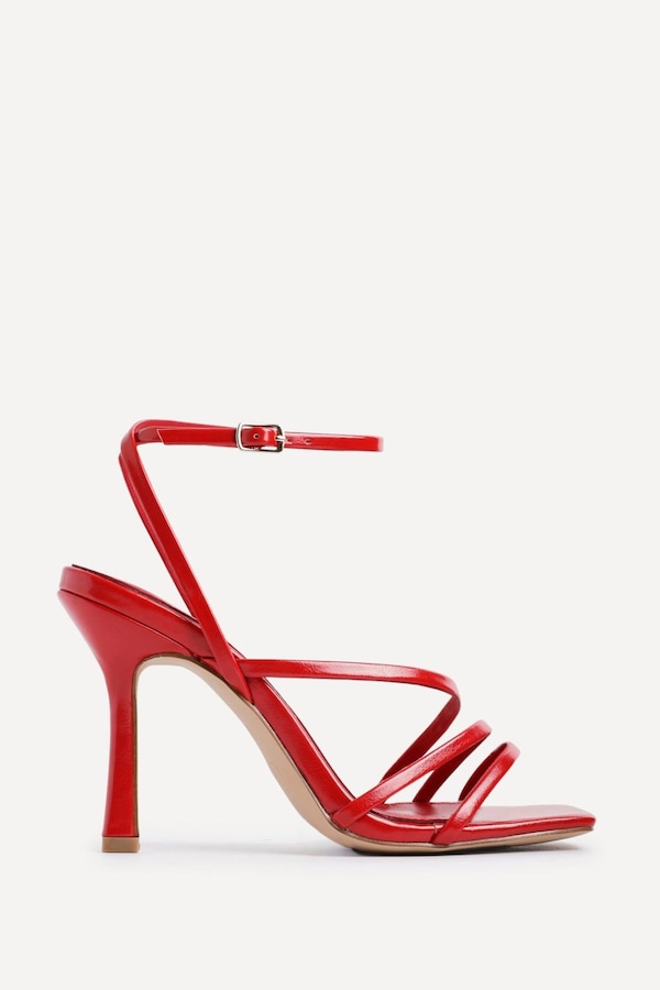 Linzi Scarlett Red Faux Leather Strappy Heel Sandal