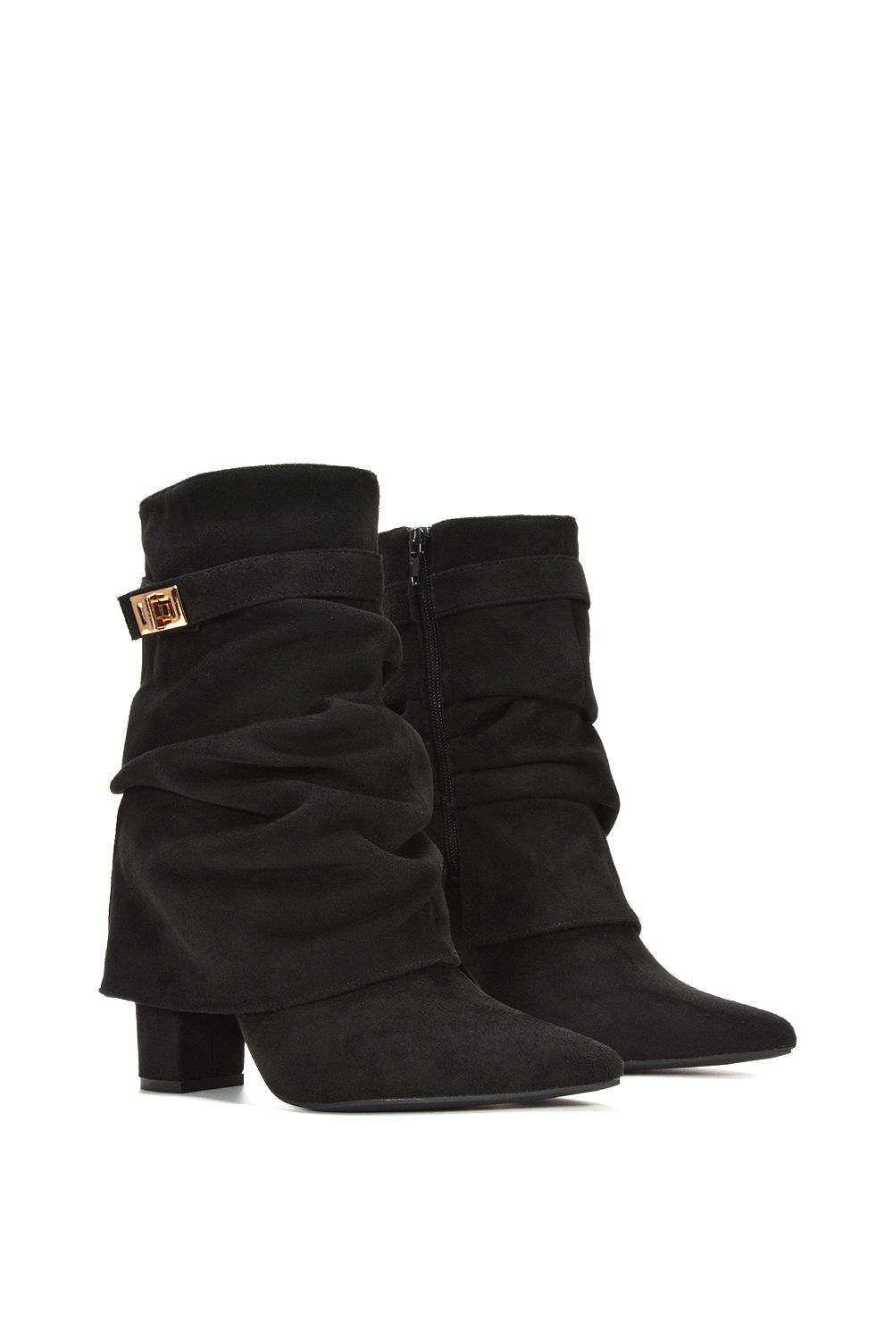 XY London 'Thalia' Pointed Ruched Block Heel Slouchy Booties image 3