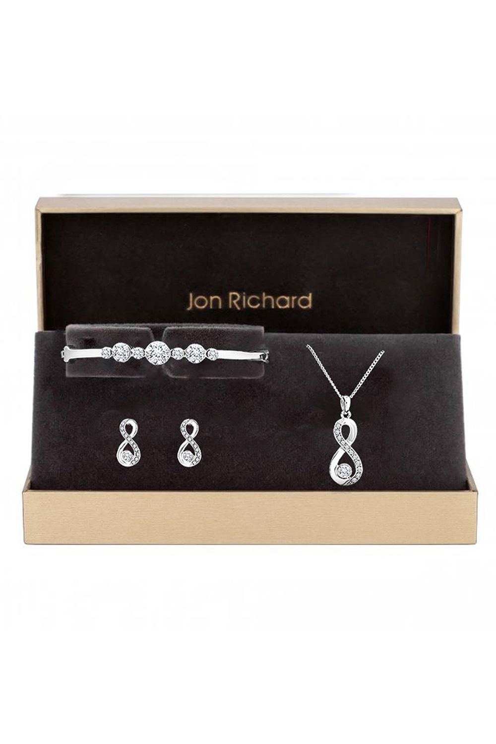 Jon Richard Gift Packaged Silver Crystal Infinity Jewellery Set