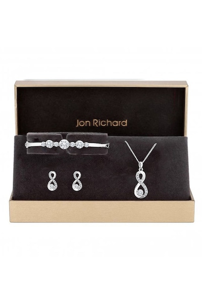 Jon Richard Gift Packaged Silver Crystal Infinity Jewellery Set