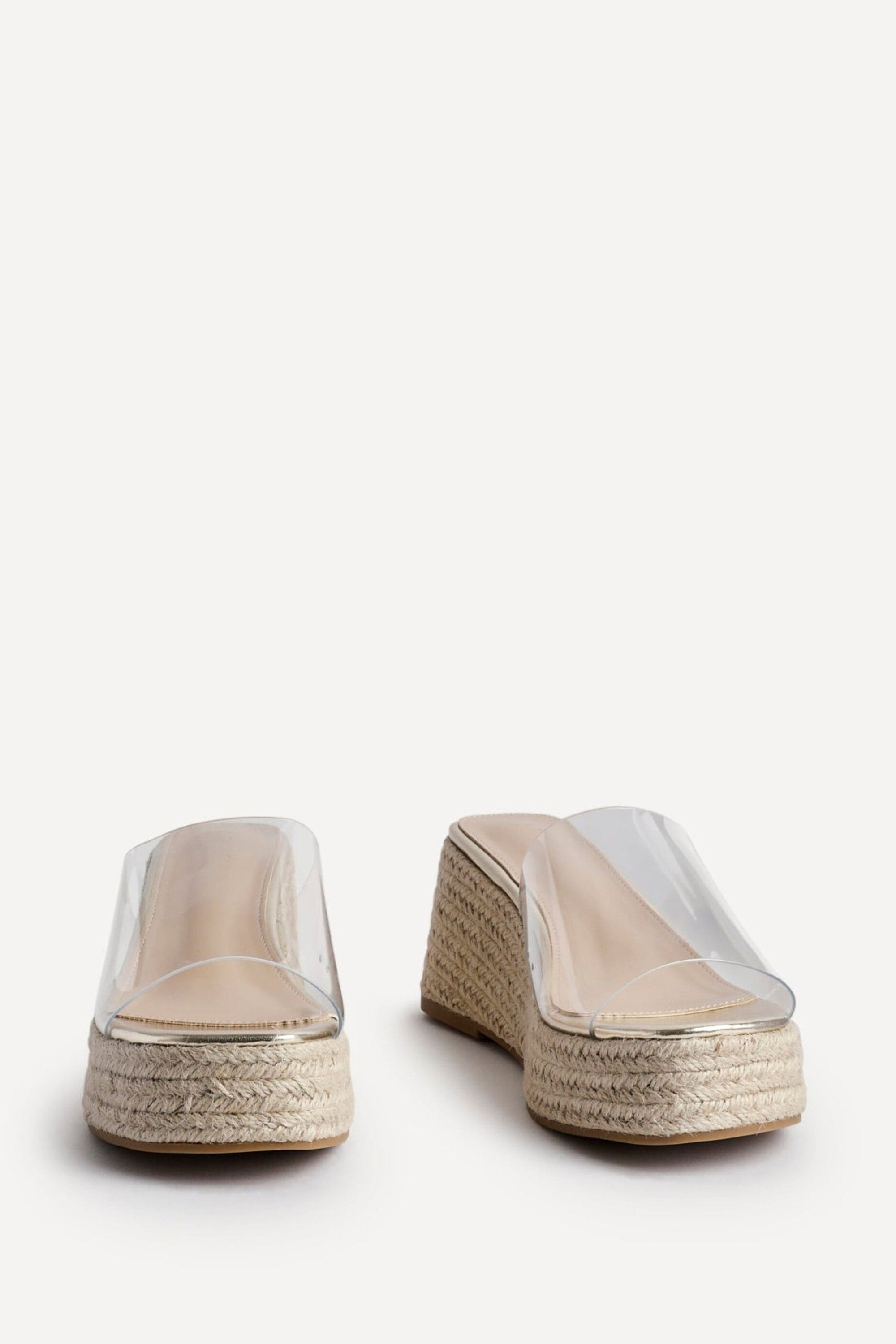 Linzi Espresso Perspex Espadrille Inspired Mule Wedges image 3