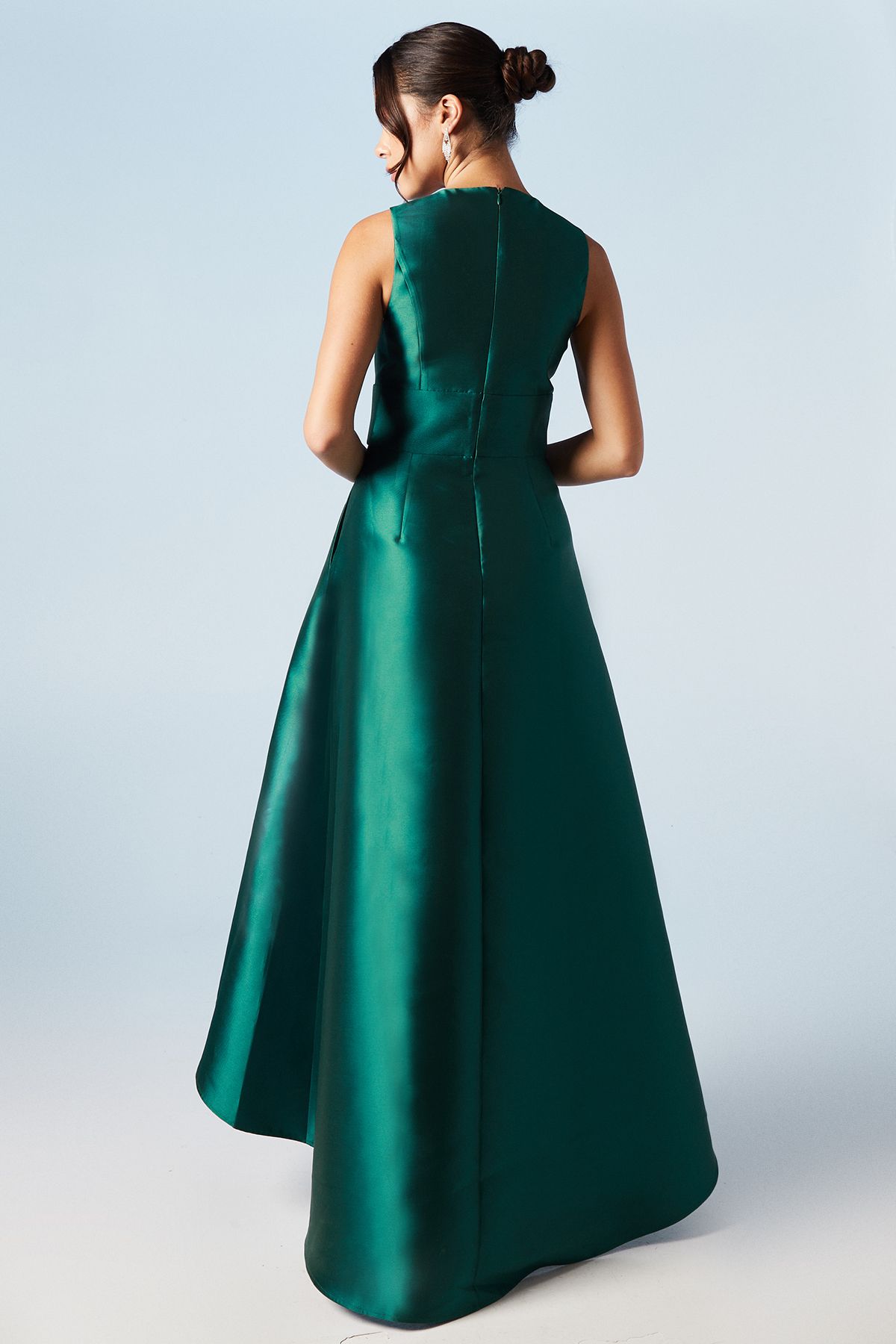 Coast Coast Honoured Sleeveless Plunge Waterfall Twill Maxi Bridesmaid Dress Emerald image 3