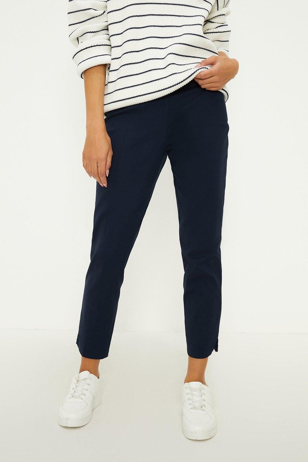 Oasis Side Zip Detail Cropped Trousers Navy image 2
