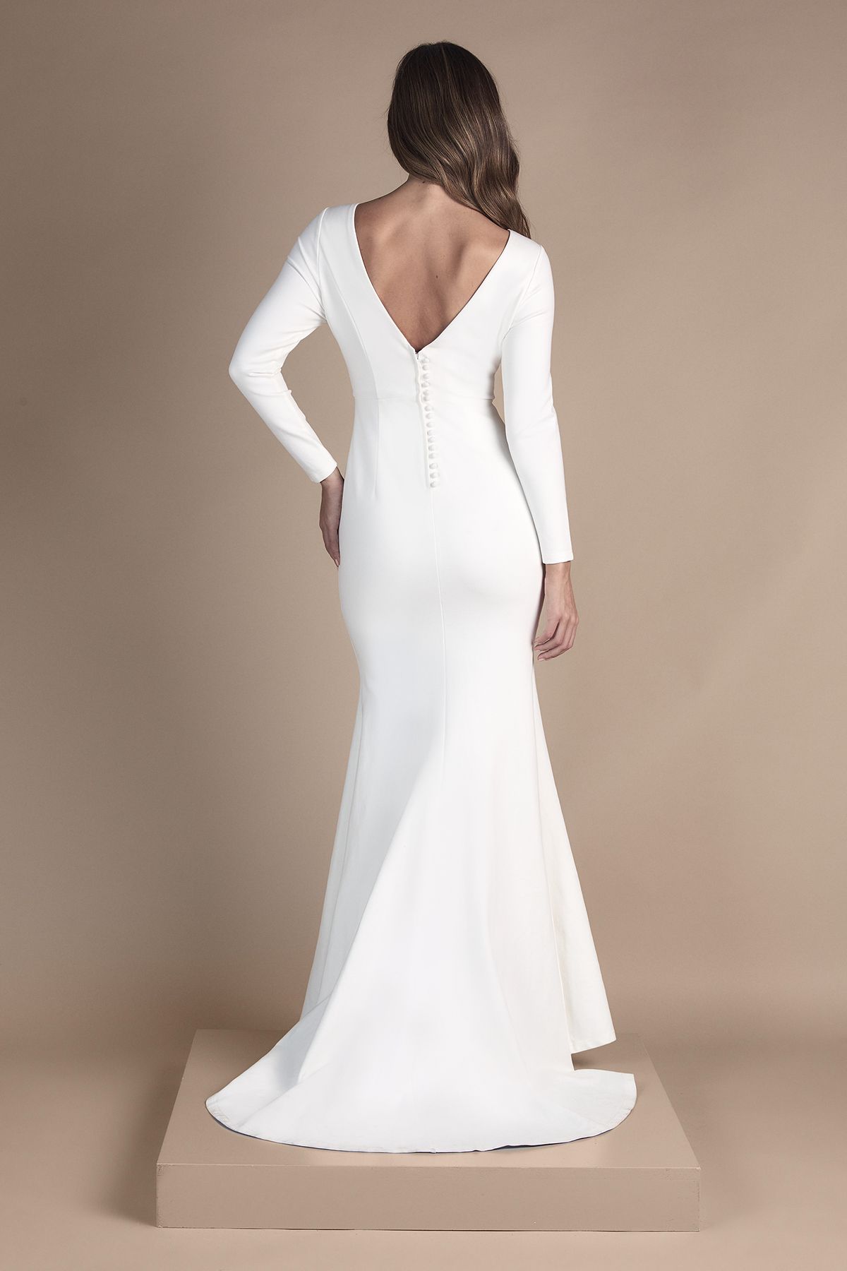 Coast Petite Slash Neck Puddle Wedding Dress Ivory image 3