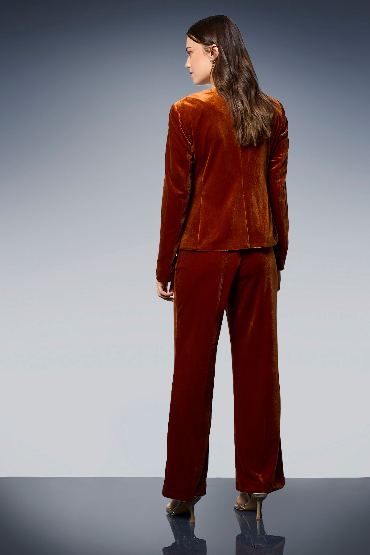 Dorothy Perkins Velvet Straight Leg Trouser Cinnamon image 3