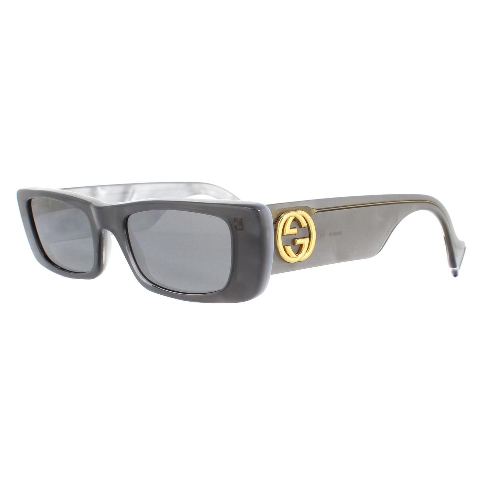 Gucci Rectangle Grey Silver Sunglasses image 2