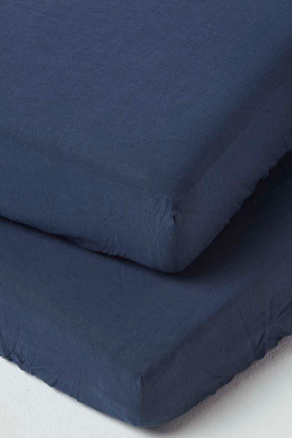 Homescapes Soft Linen Fitted Cot Sheet, Pack of 2 image 1