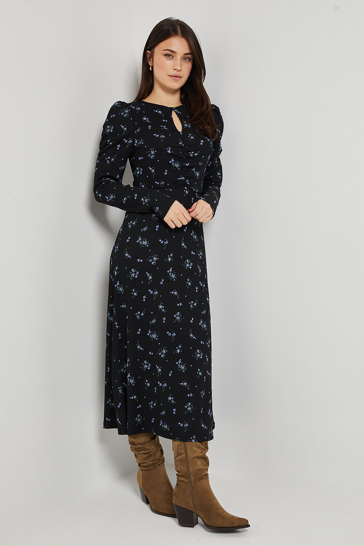 Dorothy Perkins Floral Keyhole Midi Dress Floral image 4