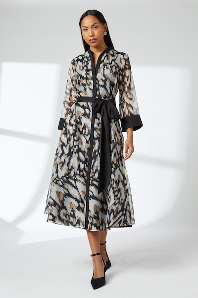 Principles Black Belted Contrast Detail Collarless Shirt Dress Black