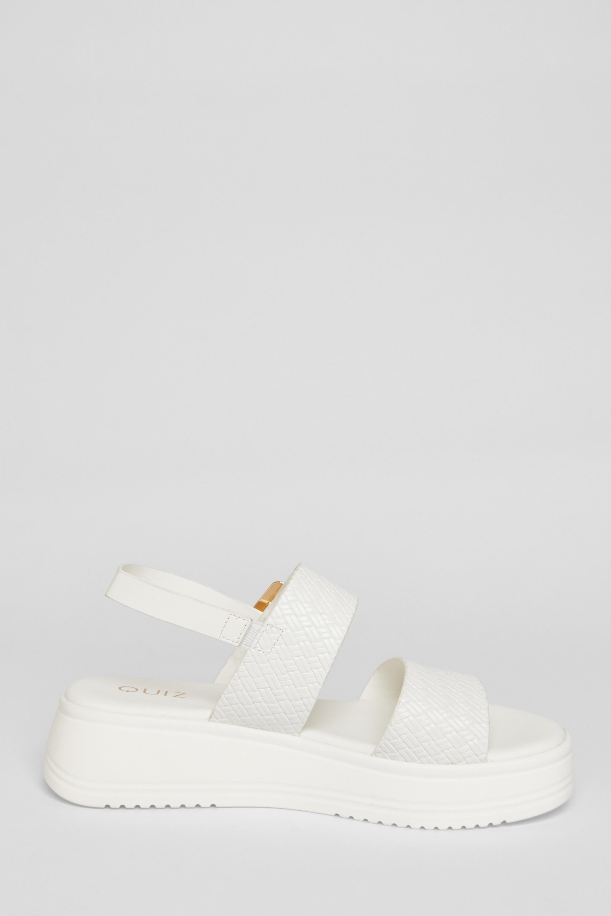 Quiz White Buckle Flatform Sandals image 5