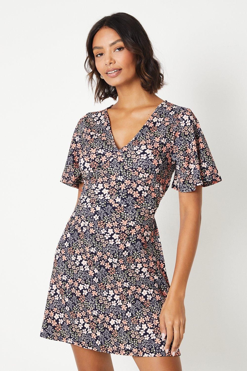 Dorothy Perkins Ditsy Empire Seam Jersey Mini Dress Multi image 1