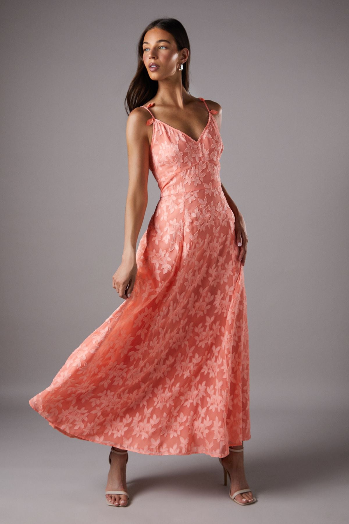 Coast Petal Shoulder Maxi Dress Coral image 1