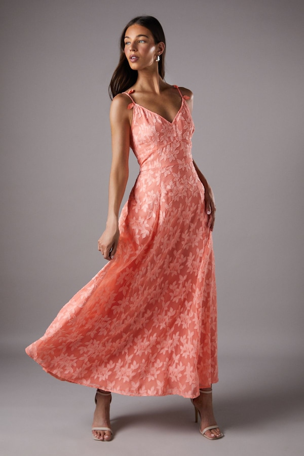 Coast Petal Shoulder Maxi Dress Coral