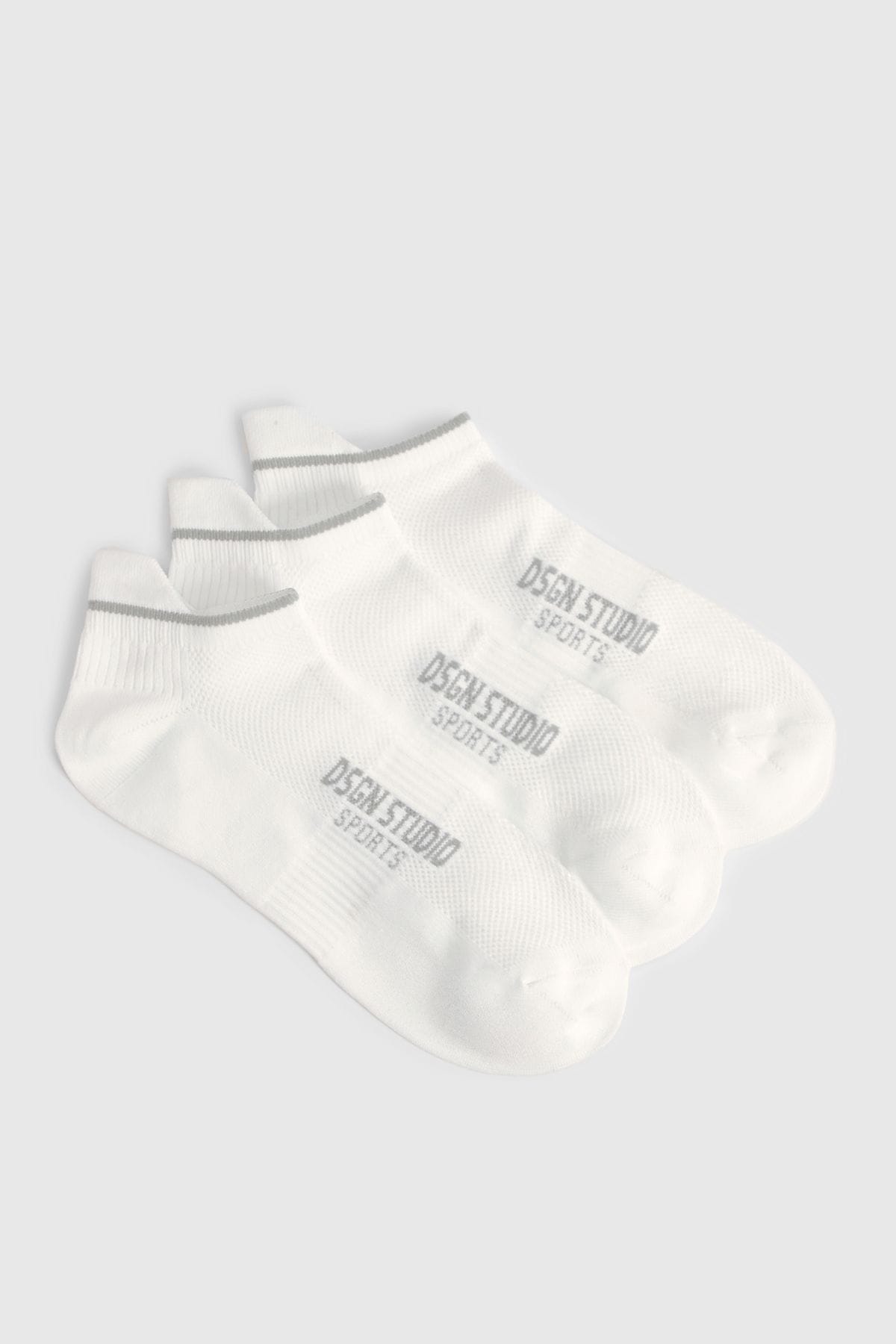 DSGN Studio DSGN Studio Sports 3 Pack Padded Tab Trainer Sock White image 1